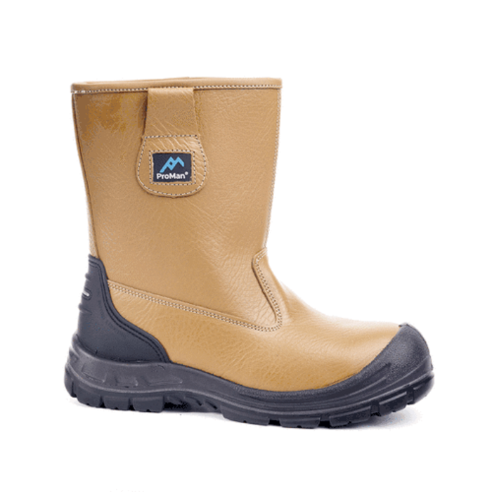 Pro Man PM104 Chicago S3 Tan Steel Toe Cap Fur Lined Safety Rigger Boots