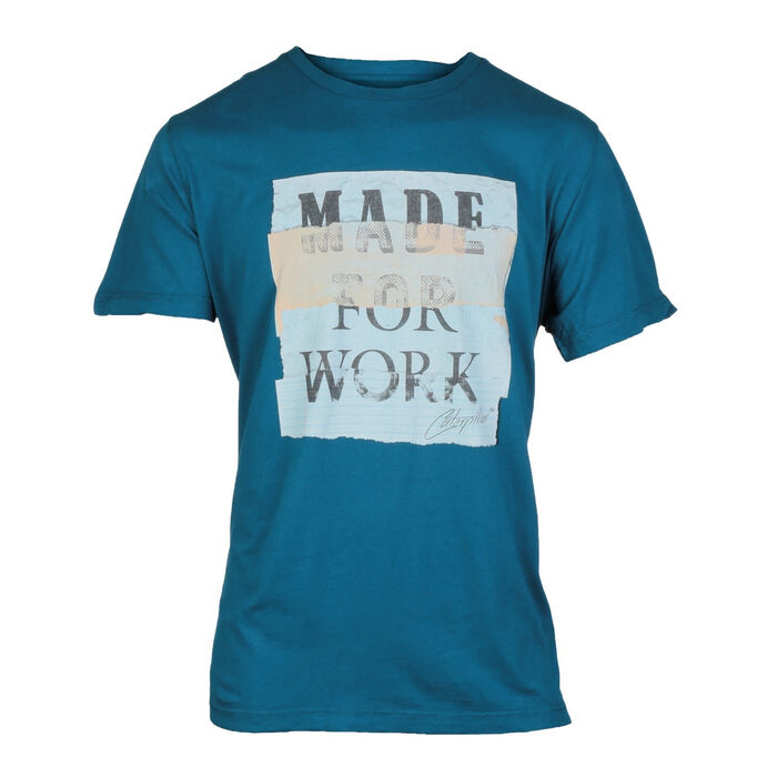 Caterpillar CAT Lifestyle Mens Blue Tabloid Graphic Print T-Shirt