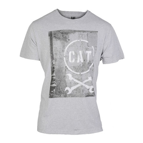 Caterpillar CAT Lifestyle Men's Grey Media Graphic Print T-Shirt