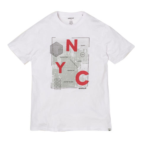 Caterpillar CAT Lifestyle Men's White NYC New York City T-Shirt