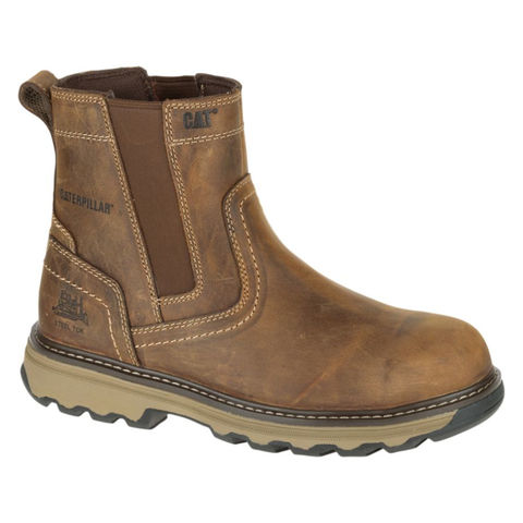 Caterpillar CAT Pelton S1P SRC Brown Steel Toe Cap Safety Chelsea Dealer Boots