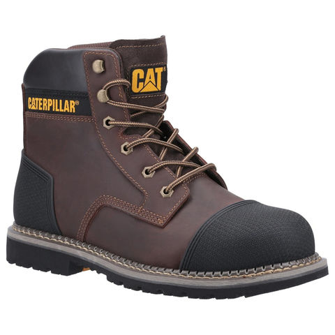 Caterpillar CAT Powerplant S3 Brown Steel Toe Cap Safety Boots With Scuff Cap