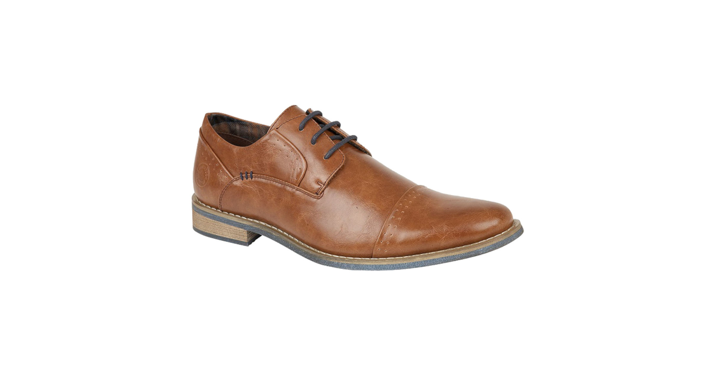Mens Lace Up Leather Formal Shoes with Contrasting Laces and Soles (Color: Brandy, Size: UK 12) by Absolute Footwear