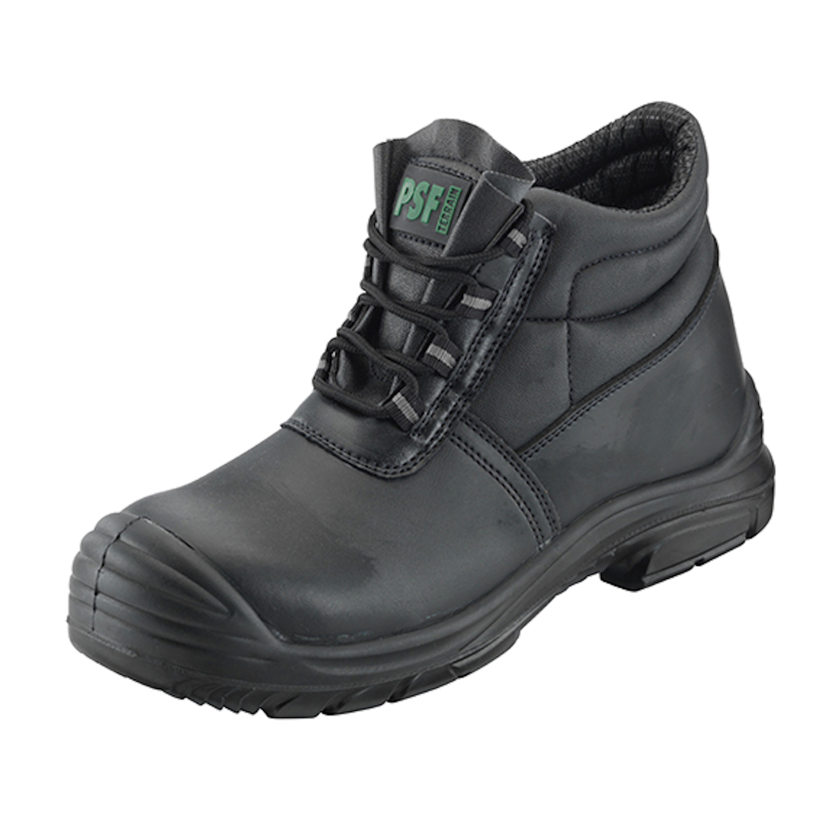 PSF Worktough Black Leather Safety Composite Toe Cap Trainer Work Boots Shoes Sz 