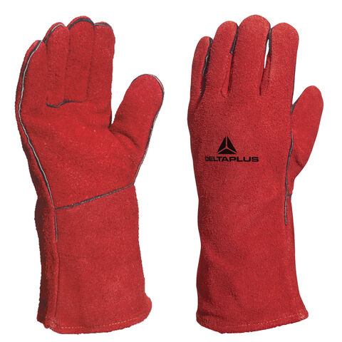 Delta Plus CA515R Heat Resistant Red Welders Gauntlets Welding Gloves Log Fire