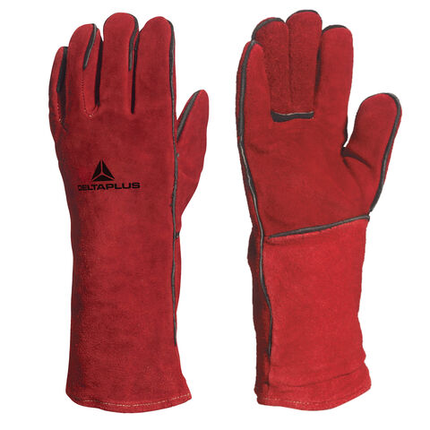Delta Plus CA615K Heat Resistant Red Welders Gauntlets Welding Gloves Log Fire