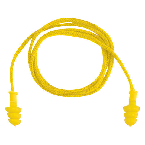 Delta Plus CONICFIR010 29dB Yellow Corded TPR Ear Plugs - 10 Pairs