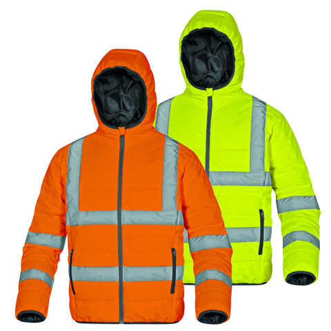 Delta Plus Doon HV High Visibility Hi Viz Quilted Puffer Jacket Bubble Coat Winter