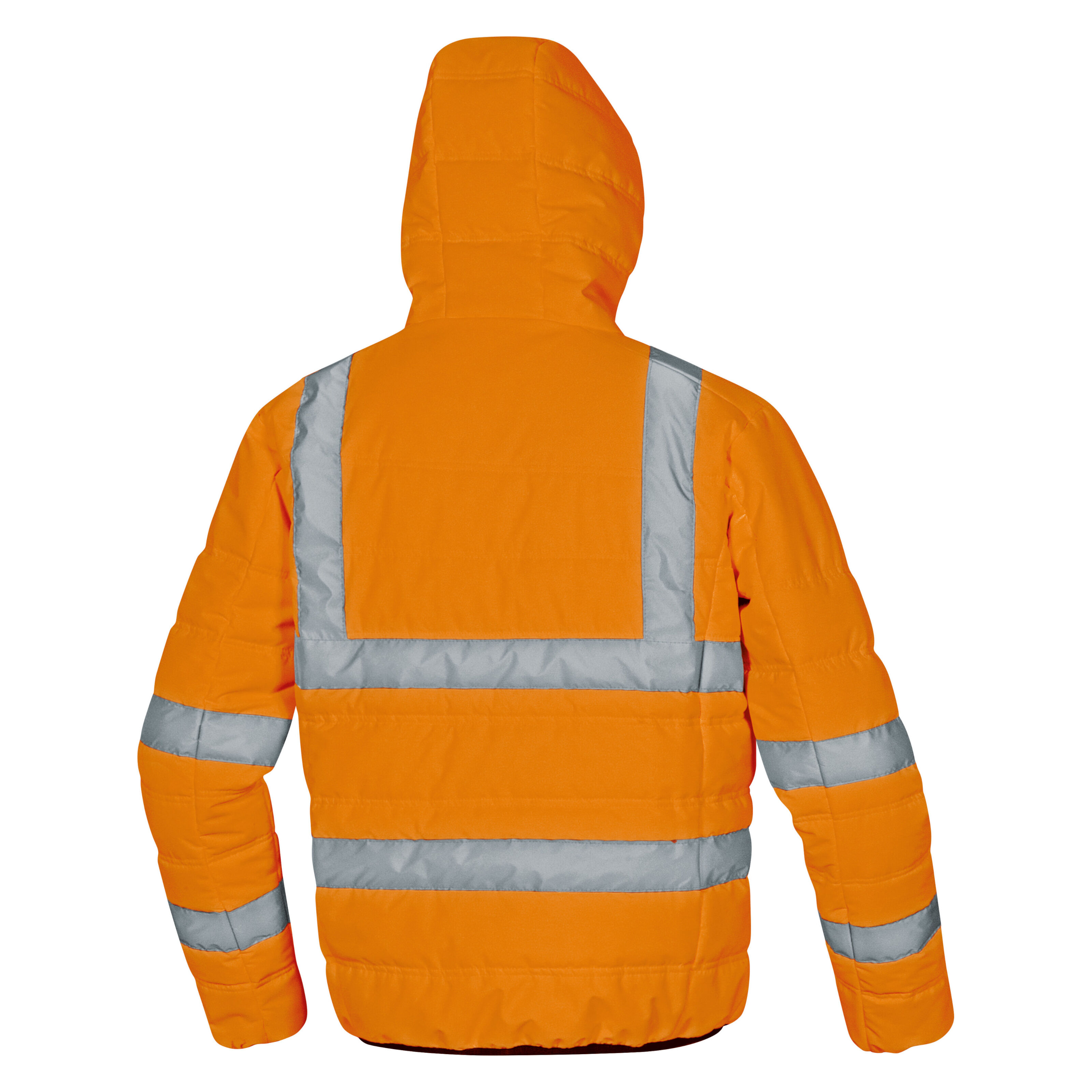 Hi Vis Two Tone Puffer Jacket - Hooded Reflective Work Jacket, Lightweight Water-Resistant With Quilt Lining