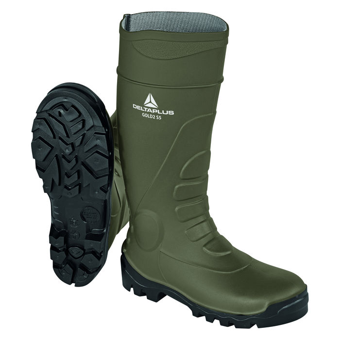 Delta Plus Gold S5 Premium Green Waterproof Steel Toe Wellington Boots Wellies