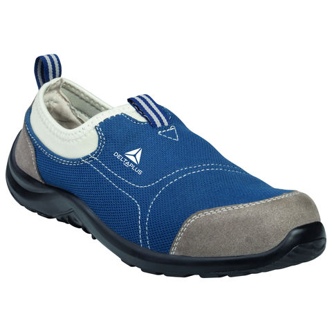 Delta Plus Miami Blue Grey Canvas Slip On Steel Toe Safety Trainers Shoes