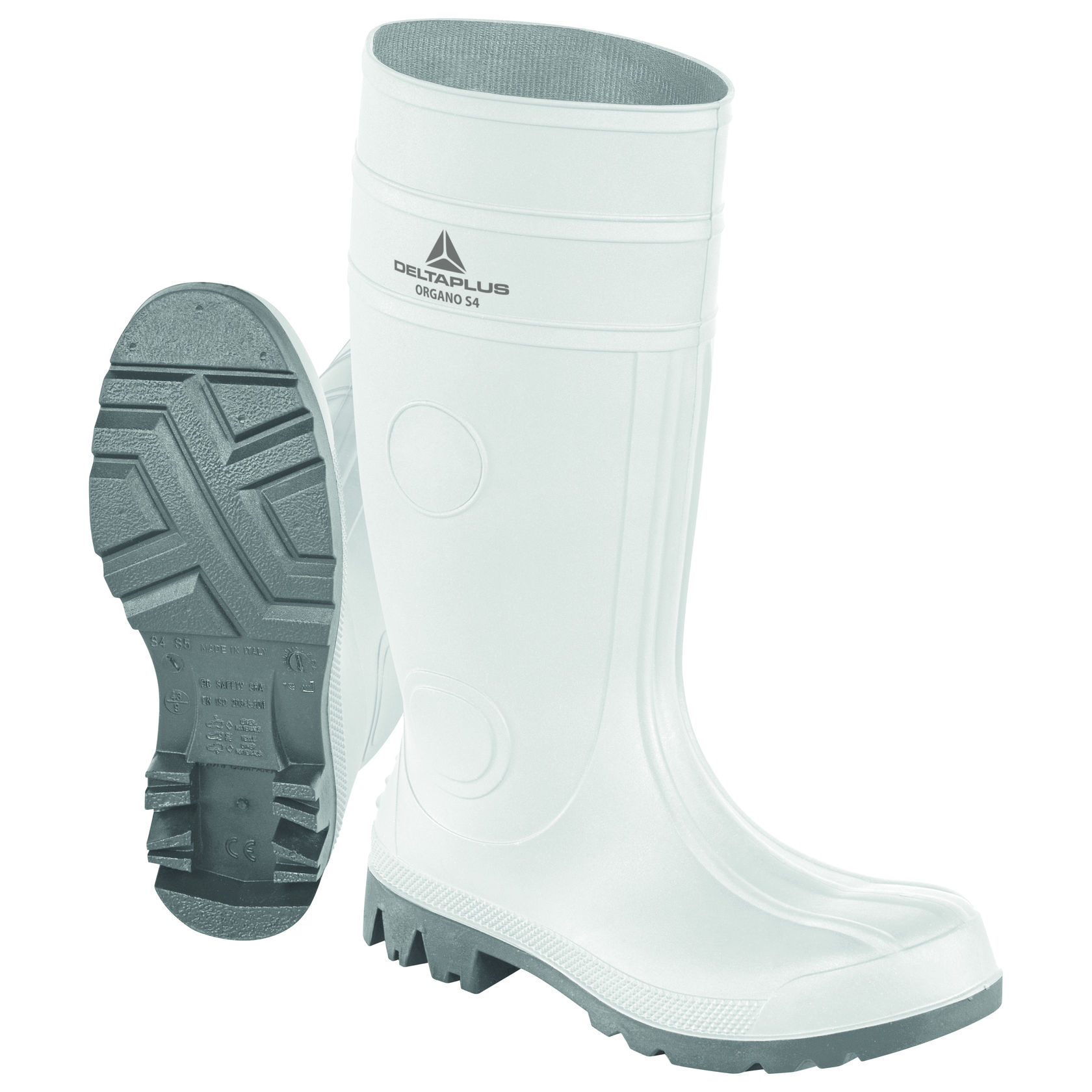 white rubber work boots