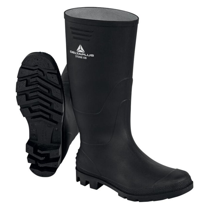 Delta Plus Stone SRA PVC Waterproof Outdoor Wellington Boots Wellies Rainboots Black