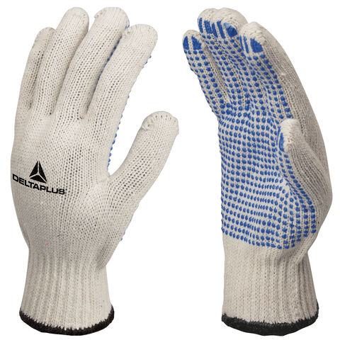Delta Plus TP169 White Polycotton Work Gripper Gloves With PVC Dots