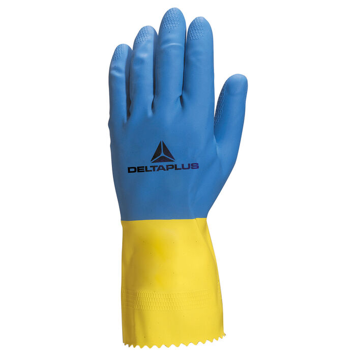 Delta Plus VE330BJ Duocolor Blue Yellow Latex Rubber Gloves