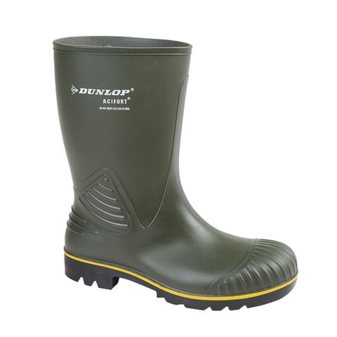 Dunlop Acifort Heavy Duty Calf Height Green S4 SRA Agricultural Wellington Boots