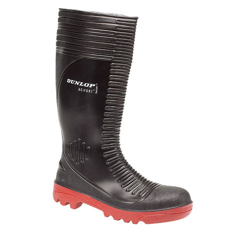 Dunlop Acifort Ribbed Black Full Safety Steel Toe Cap Wellington Boots Wellies