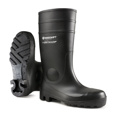 Dunlop x Beeswift Aston S5 Black Steel Toe Cap Safety Wellington Boots Wellies