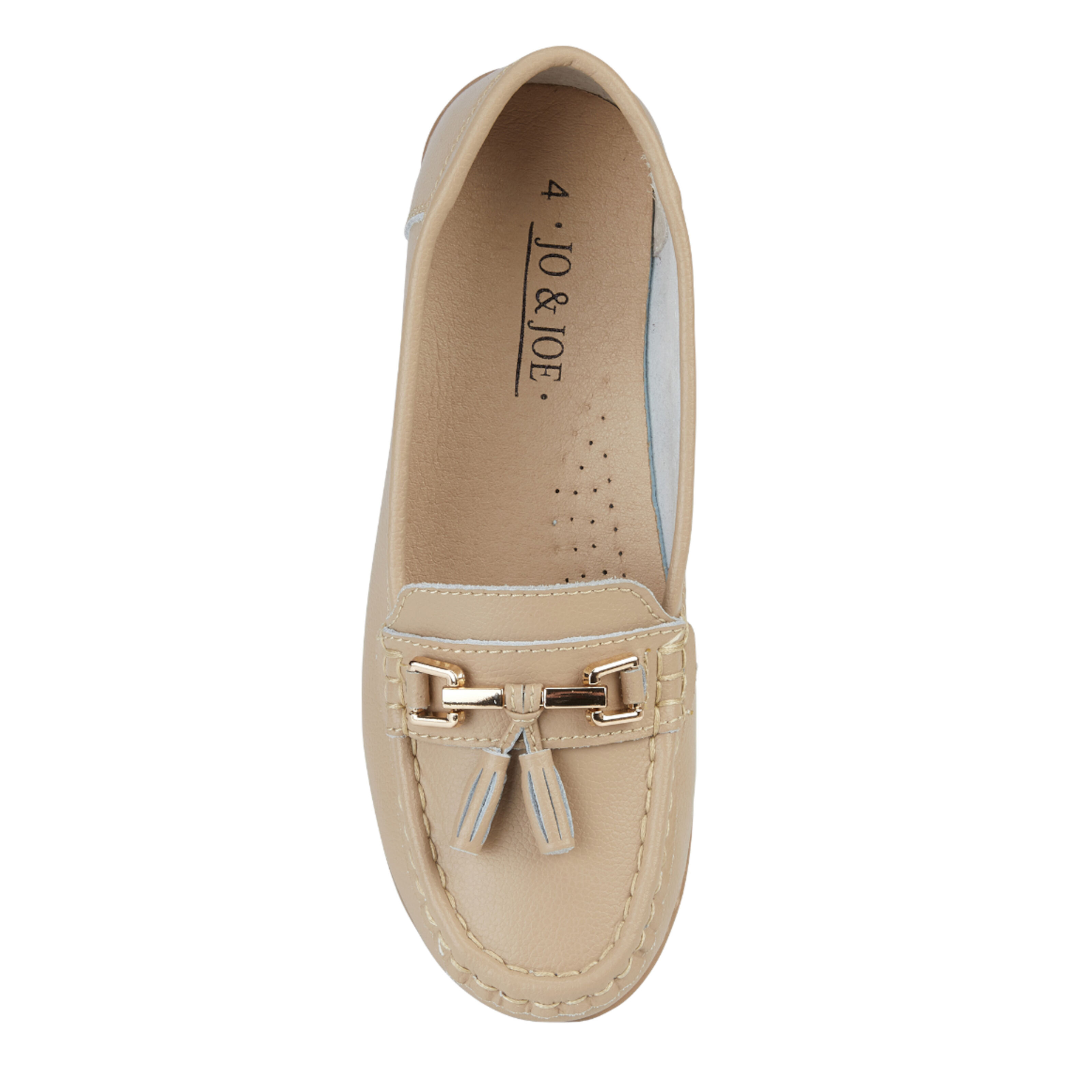 Jo and Joe Nautical Ladies Sand Leather Slip On Shoes Tassel Loafer