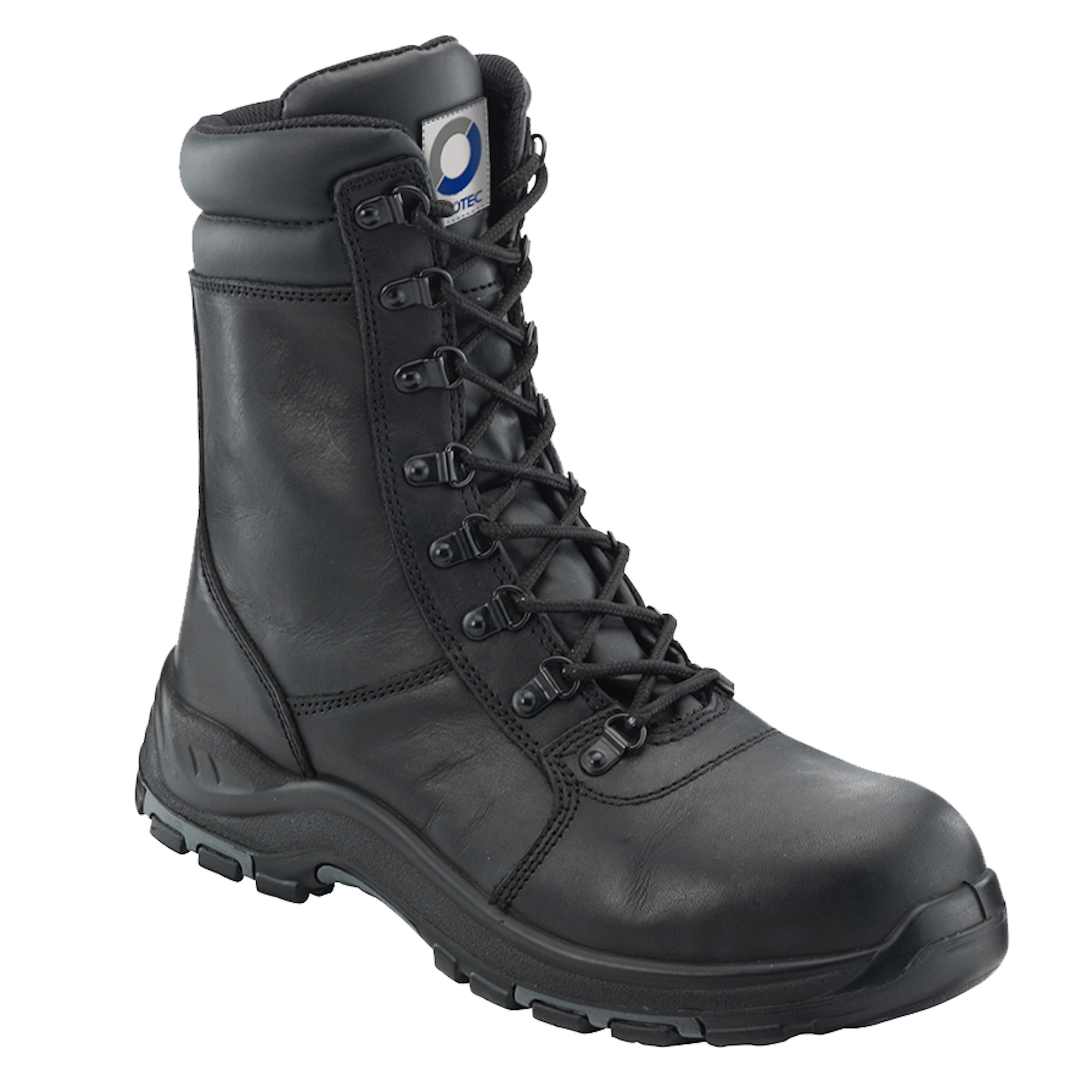 Eurotec TF11SM S3 Black Leather High Leg Zip Up Steel Toe Cap WOrk Safety Boots 