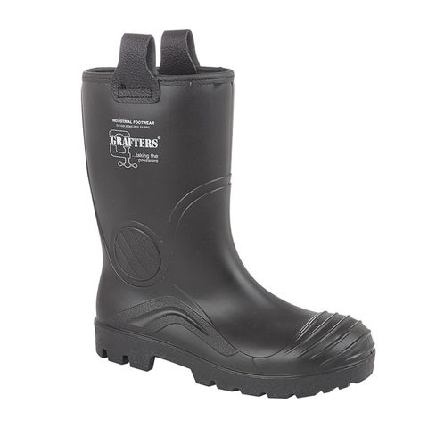 Grafters M928A Black Waterproof Thermal Steel Toe Cap Safety Wellington Boots