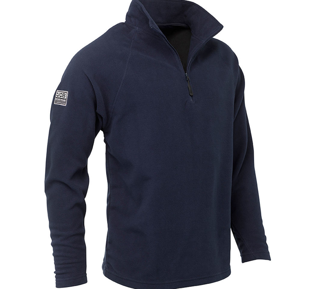 JCB 1/4 Zip Mens Navy Blue Micro Fleece Jacket Warm Thermal Pullover Winter Cold