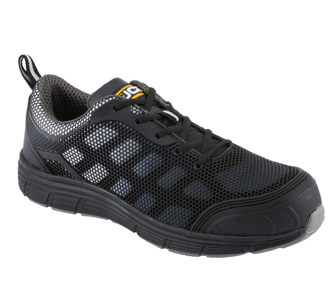 JCB Cagelow S1P Black Lightweight Steel Toe Cap Safety Trainers Work Shoes
