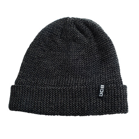 JCB Mens Black Grey Marl Knitted Thermal Fleece Lined Winter Beanie Hat
