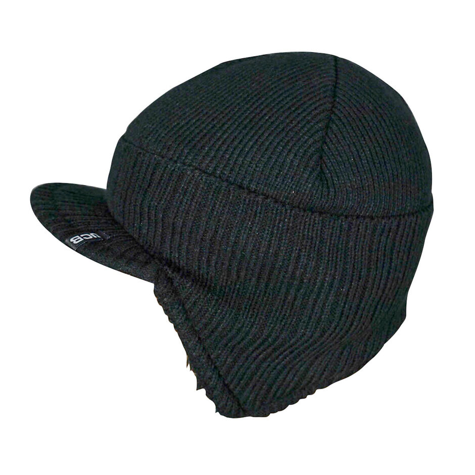 JCB Mens Black Peaked Knitted Beanie 