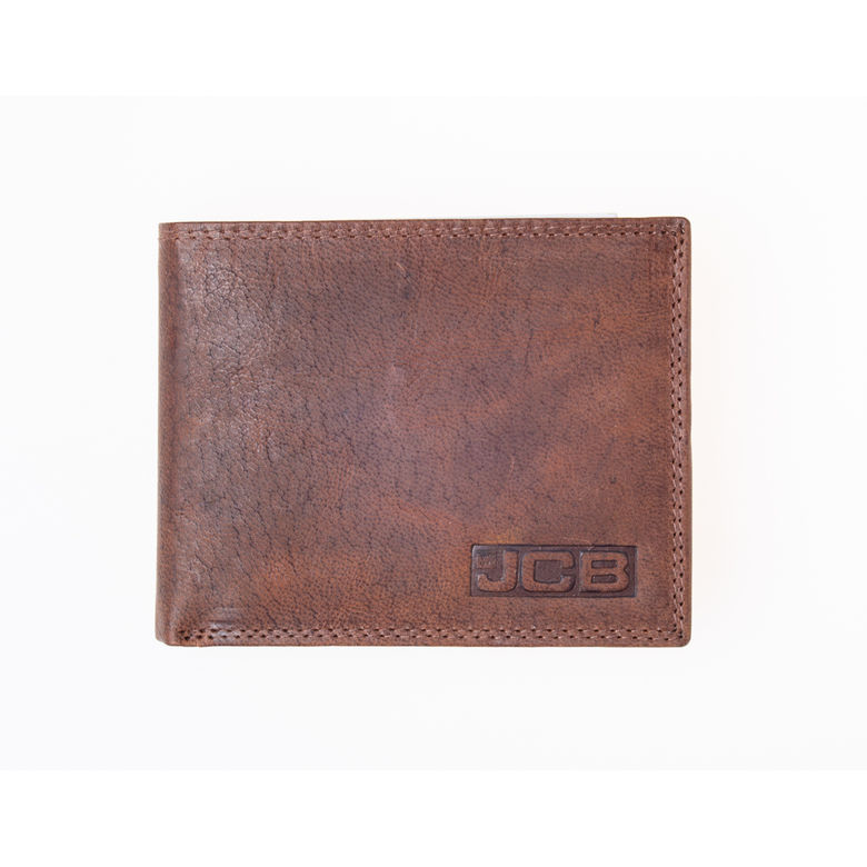 JCB Mens Brown 100% Genuine Leather RFID Blocking High Quality Fold Over Wallet