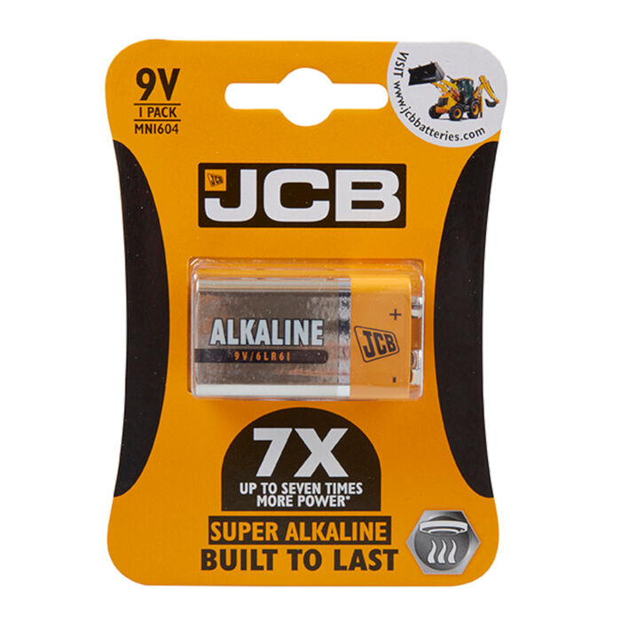 JCB Super Alkaline 9V Batteries Block Battery LR22 PP3 MN1604