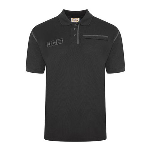 JCB Trade Black Heavyweight Mens Short Sleeve Polo Shirt Work Top