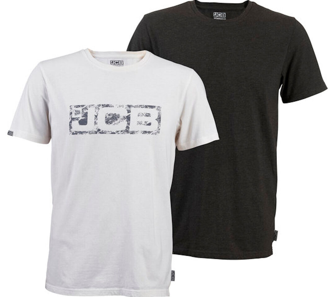 JCB Twin Pack Black and Grey Printed Short Sleeve T-Shirts - 2 per Pack