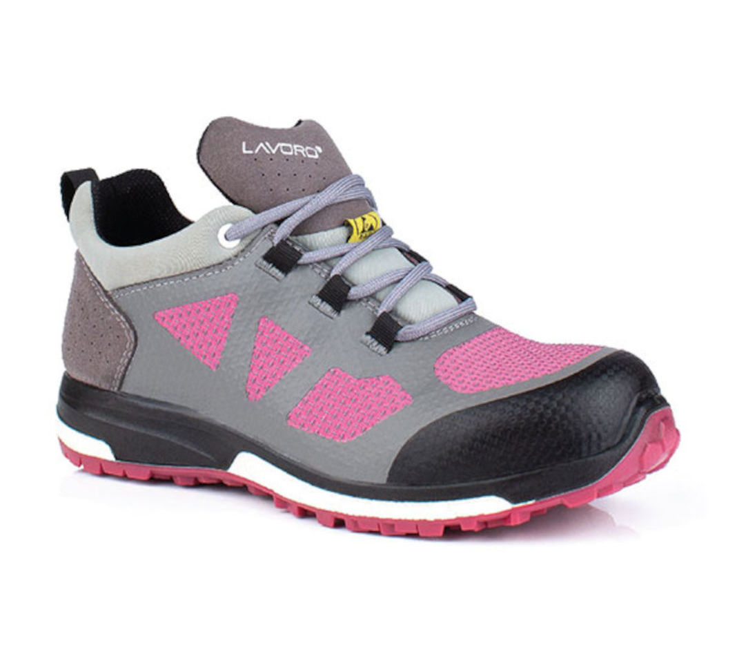 Lavoro Leia S3 SRC ESD Grey Pink Metal Free Composite Toe Cap Safety Trainers
