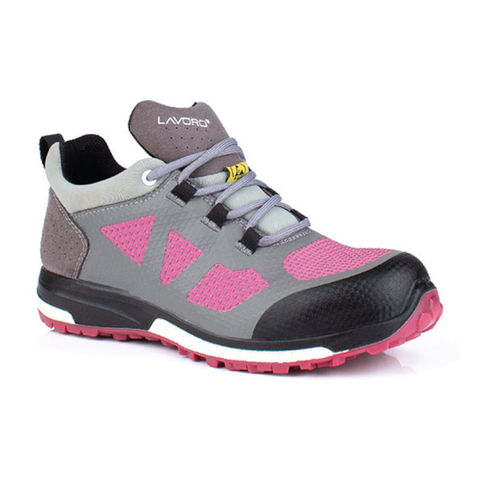 Lavoro Leia S3 SRC ESD Grey Pink Metal Free Composite Toe Cap Safety Trainers