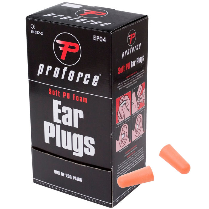 Proforce EP04 Soft Foam Ear Plugs SNR 37dB Earplugs - Box of 200 Pairs