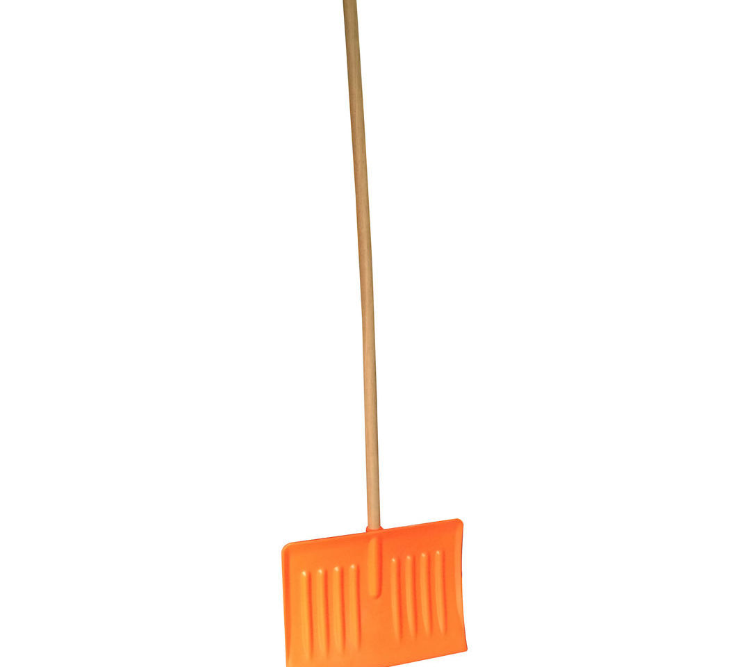 Plastic Snow Scooper Scoop Shovel Mucking Out Spade & 1.2m Wooden Handle 