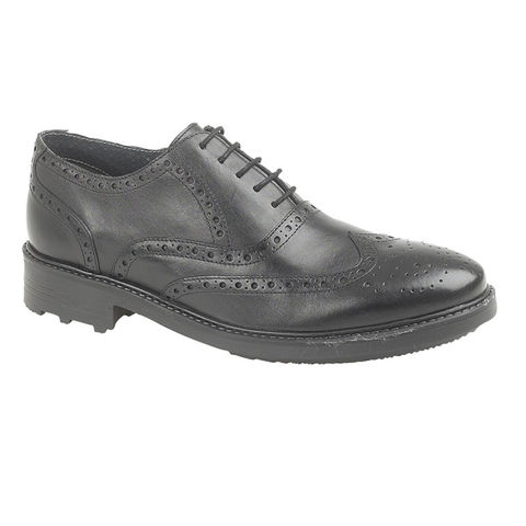 Roamers M179A Mens Formal Dress Fashion Black Leather Oxford Brogue Shoes