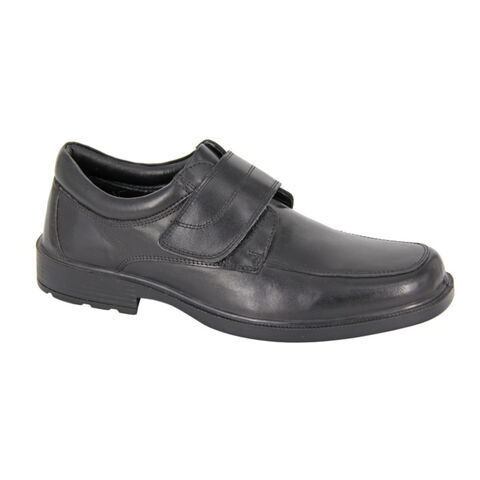 Roamers M606A Mens Wide Fit Soft Black Leather Waterproof Touch Fastened Shoes