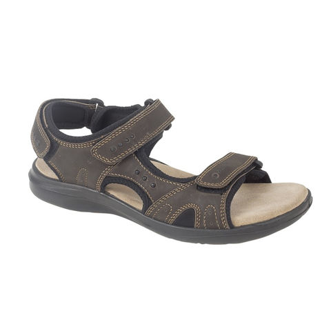 Roamers M990B Mens Waxy Brown Leather Adjustable Summer Deluxe Sports Sandals