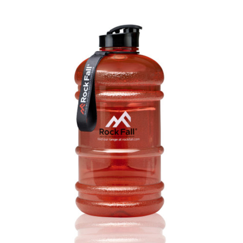 Rock Fall 2.2ltr Red Translucent Gym Bottle With Black Plastic Flip Cap
