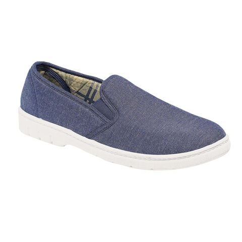 Scimitar M252C Mens Navy Blue Denim Canvas Slip On Lightweight Casual Shoes