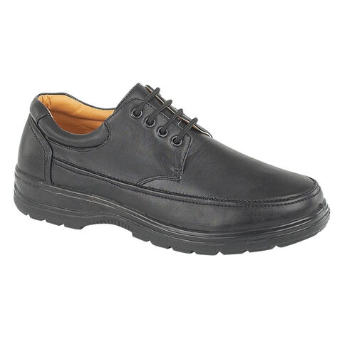 Scimitar M824A Mens Black Leather Lace Up Wide Fitting 4 Eye Apron Casual Shoes