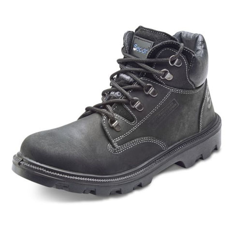 Secor Sherpa Branca Waxy Black Steel Toe Cap Midcut Ankle Wide Fit Safety Boots