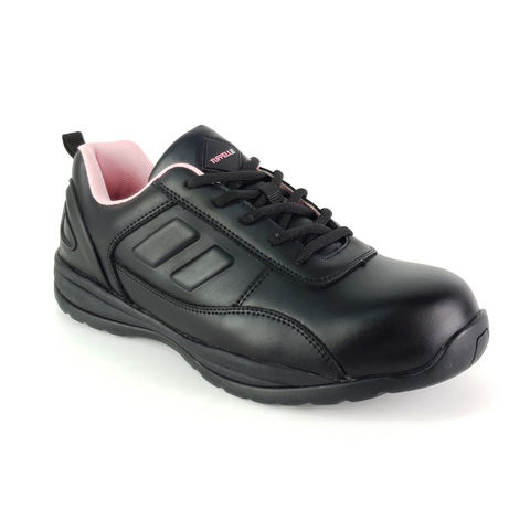 Tuffking Tuffelle 7766 Maya Ladies Black Leather Steel Toe Cap Safety Trainers