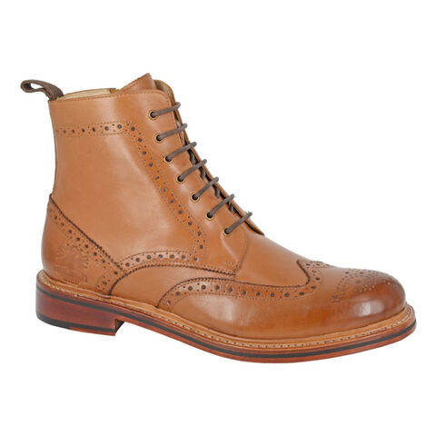 Woodland M528BT Mens Tan High Quality Leather Side Zip Brogue Fashion Boots